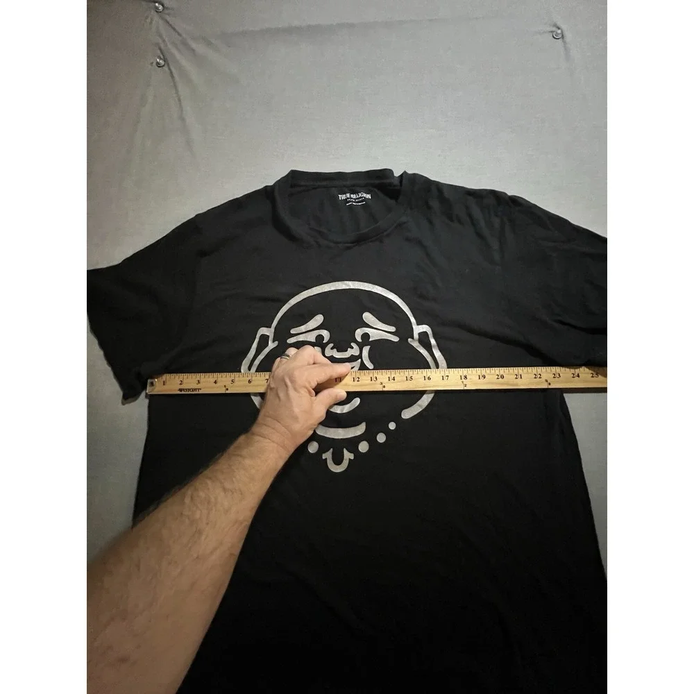 True Religion Shirt XL Black Buddha Logo‎ Pullover Short Sleeve Mens.